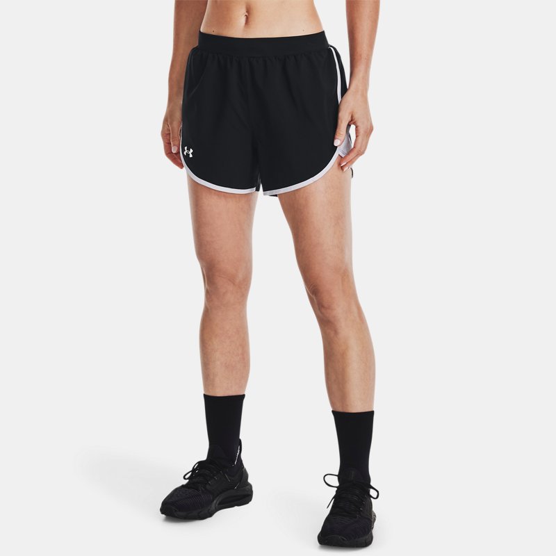 Women's  Under Armour  Fly-By Elite 5'' Shorts Black / White / Reflective XS